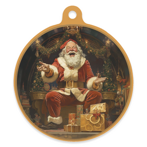 Vintage Santa Claus 4" Round Metal Ornament - IT'S CHRISTMAS TIME!