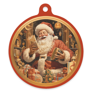 Vintage Santa Claus 4" Round Metal Ornament - GIFT OF GIVING!