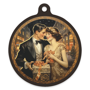 Vintage Romance 4" Round Metal Ornament - LATE NIGHT SHOPPING!