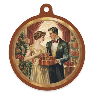 Vintage Romance 4" Round Metal Ornament - LOVE AT FIRST SIGHT!