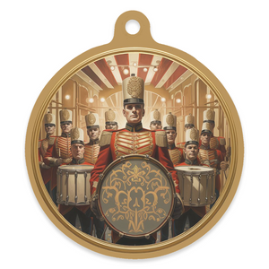 12 Days of Christmas 4" Round Metal Ornament - Twelve Drummers Drumming