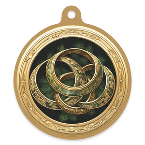 12 Days of Christmas 4" Round Metal Ornament - FIVE GOLDEN RINGS