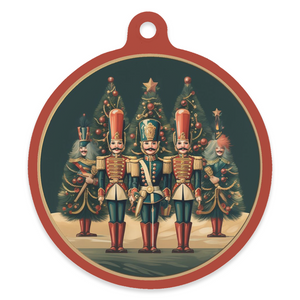 Vintage Holiday 4" Round Metal Ornament - NUTCRACKERS DELIGHT!