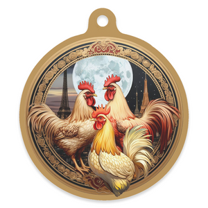 12 Days of Christmas 4" Round Metal Ornament - Three French Hens