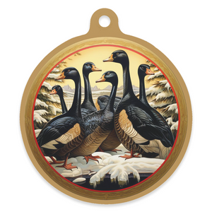 12 Days of Christmas 4" Round Metal Ornament - Six Geese a-Laying