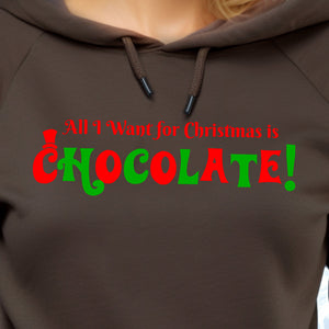 Festive Holiday Hoodie - "All I Want for Christmas is CHOCOLATE" Unisex Heavy Blend Hooded Sweatshirt