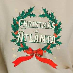 Christmas in Atlanta - Vintage Holiday Wreath Unisex Crewneck Sweatshirt