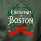 Christmas in Boston - Vintage Holiday Wreath Unisex Crewneck Sweatshirt