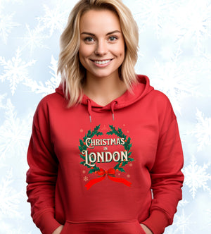 Christmas in London - Vintage Holiday Wreath Unisex Hoodie