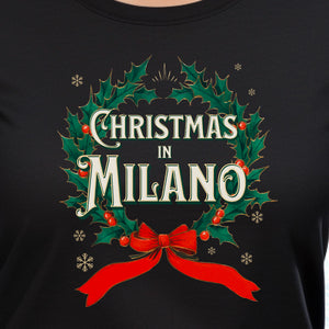 Christmas in Milano - Vintage Holiday Wreath Unisex Jersey Tee