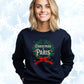 Christmas in Paris - Vintage Holiday Wreath Unisex Crewneck Sweatshirt