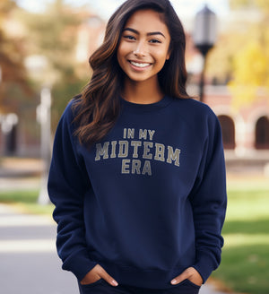 In My MIDTERM Era Dark Colored Sweatshirt - College University Athletic-Style Pop Music Icon Homage Graphic