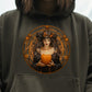 Vintage aesthetic Halloween Party Hoodie - Black Widow Hostess with Jack-O-Lantern Unisex Hoodie