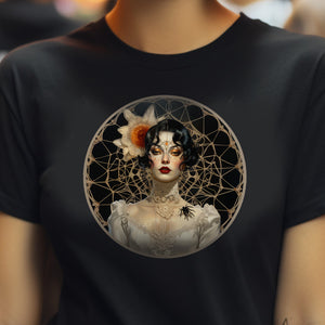 Vintage aesthetic Mexican Day of the Dead Spider Web Woman t-shirt