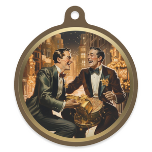 Vintage Romance 4" Round Metal Ornament - GENTLEMEN ON THE TOWN!