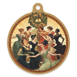 12 Days of Christmas 4" Round Metal Ornament - Nine Ladies Dancing