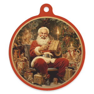 Vintage Santa Claus 4" Round Metal Ornament - SOMETHING FOR EVERYONE!