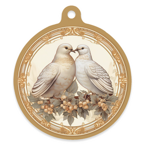 12 Days of Christmas 4" Round Metal Ornament - Two Turtle Doves